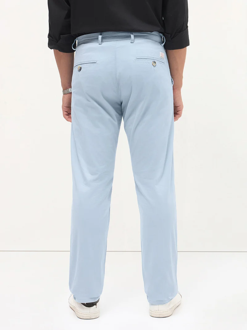 Urbano Fashion  Urbano Fashion Men's Light Sky Blue Cotton Regular Fit Casual Chinos Trousers Stretch for Men | Best Price UAE